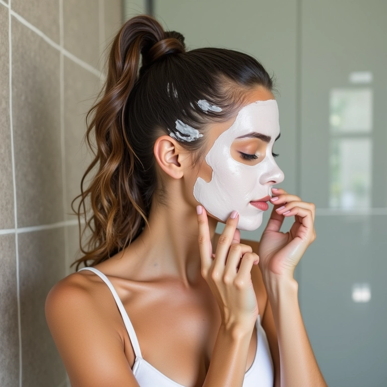 Enxaguando e hidratando o cabelo após tonalização.