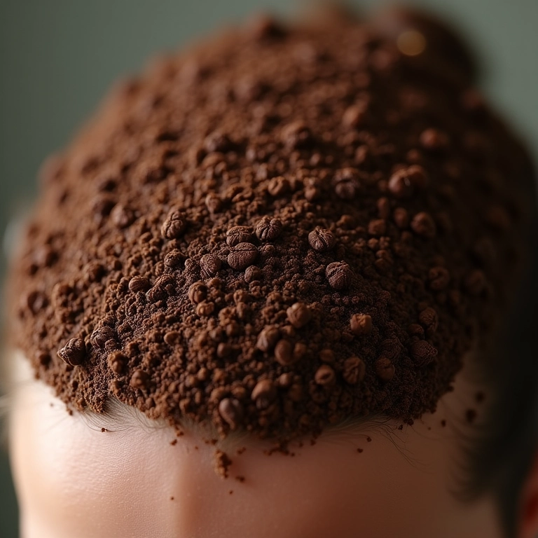 Esfoliação do couro cabeludo com borra de café.