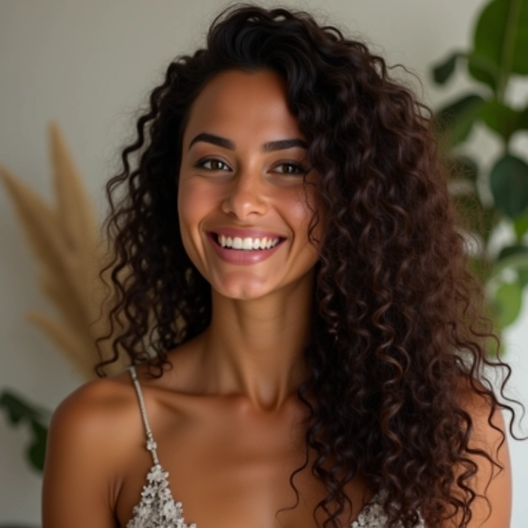Finalização de cabelo ondulado com difusor no cronograma.