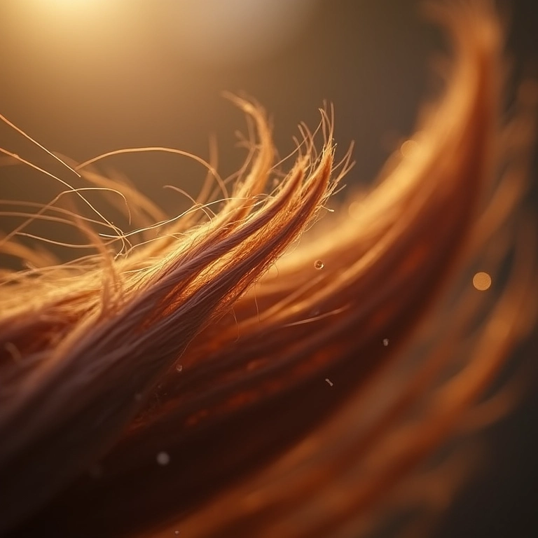 Fio de cabelo esticando, demonstrando a elasticidade melhorada pelo silício orgânico.
