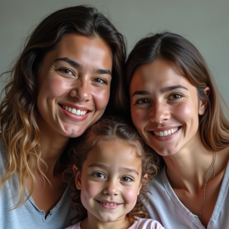 Foto de família mostrando a genética da queda de cabelo em várias gerações.