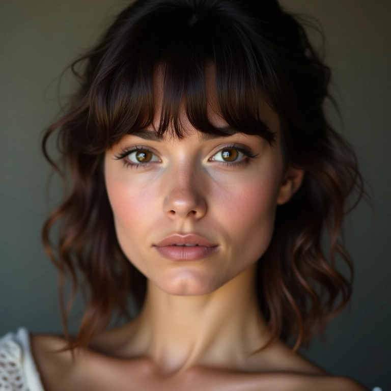 Franja lateral para disfarçar a testa e a linha do cabelo.