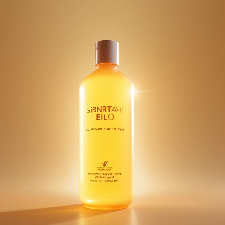 Frasco de shampoo iluminador com o rótulo 'Sem Sulfato'.