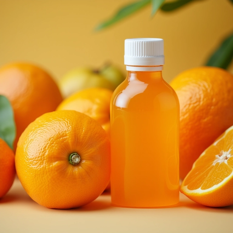 Frutas cítricas e suplemento de vitamina C.