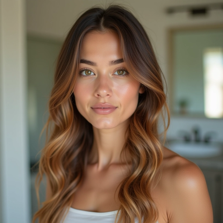 Jovem com cabelo saudável e tom sutilmente alterado.