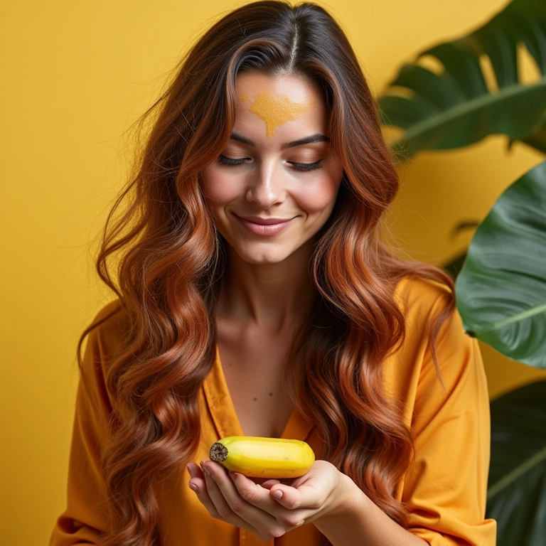 Máscara de banana e mel para cabelos tingidos com henna.
