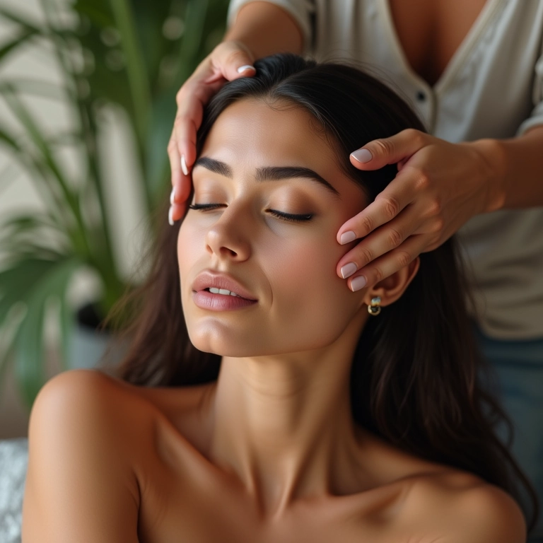 Massagem no couro cabeludo com óleo de alho para melhorar a circulação.