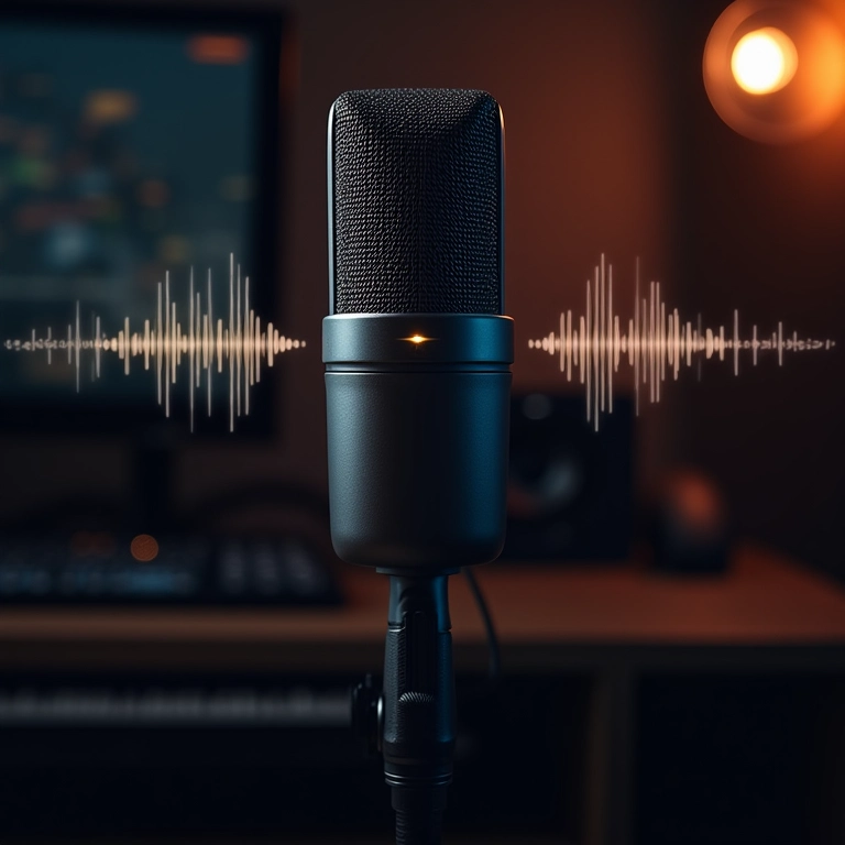 Microfone com ondas sonoras sendo ajustadas para reduzir microfonia.