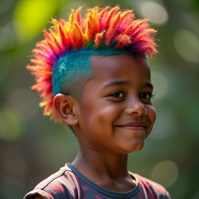 Mohawk colorido: explosão de vida e cor no visual.