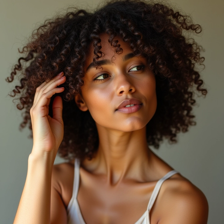 Mulher aplicando leave-in em cabelo crespo 4ABC.