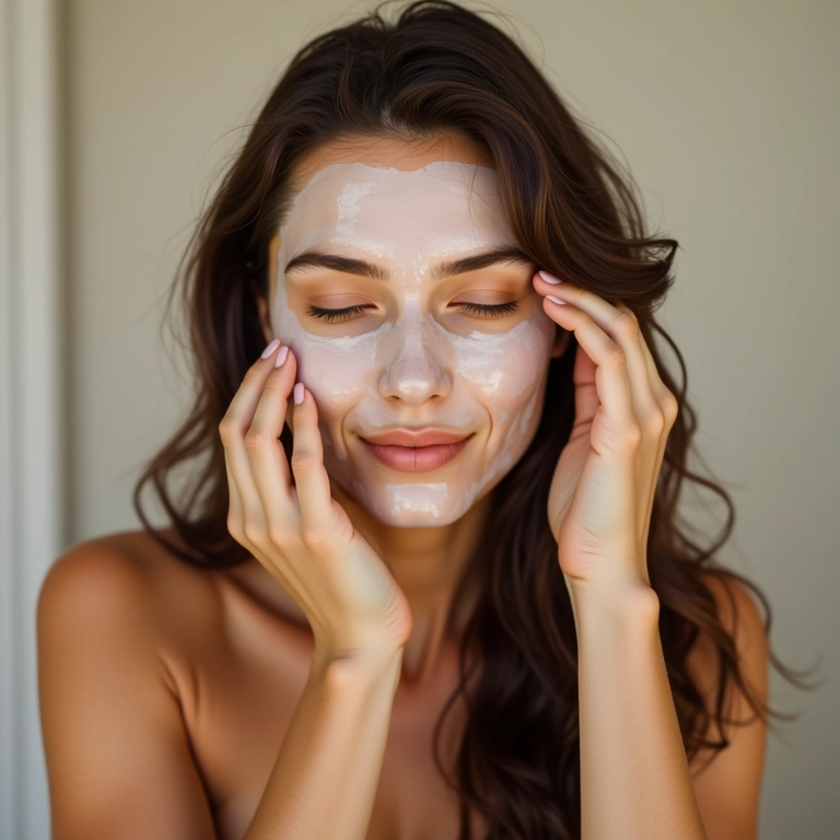 Mulher aplicando máscara capilar após usar shampoo iluminador para potencializar o resultado.