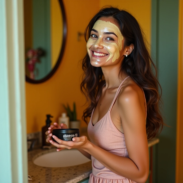Mulher aplicando máscara de hidratação Elseve Longo dos Sonhos.
