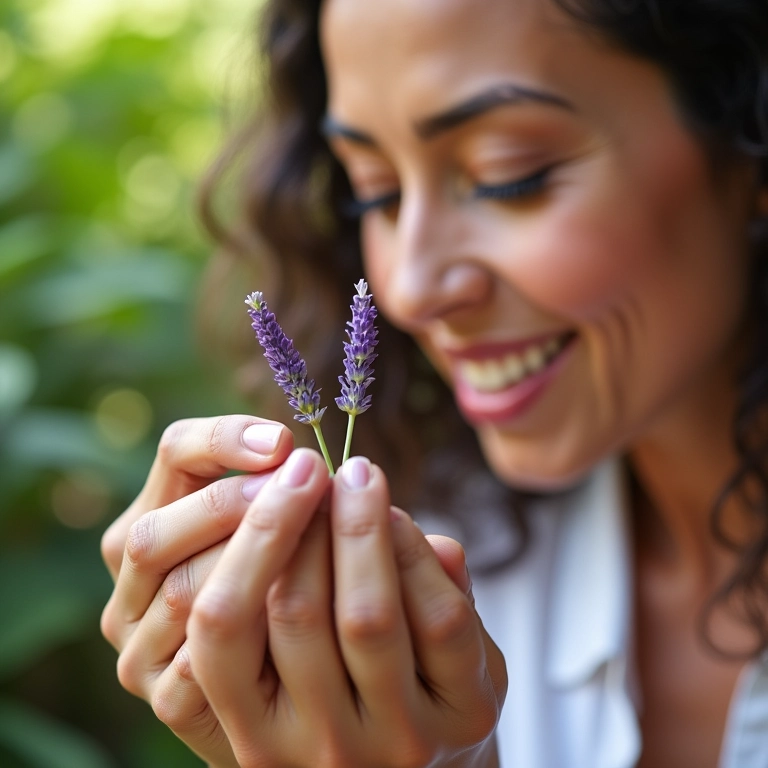 Mulher aplicando óleo de lavanda em picadas de insetos.