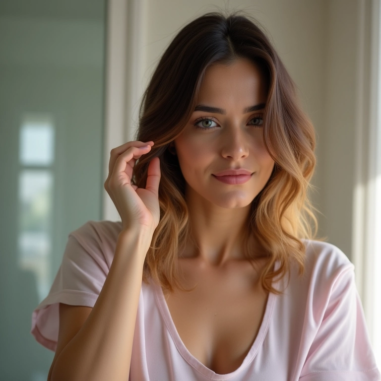 Mulher aplicando tinta para ombré hair em casa.