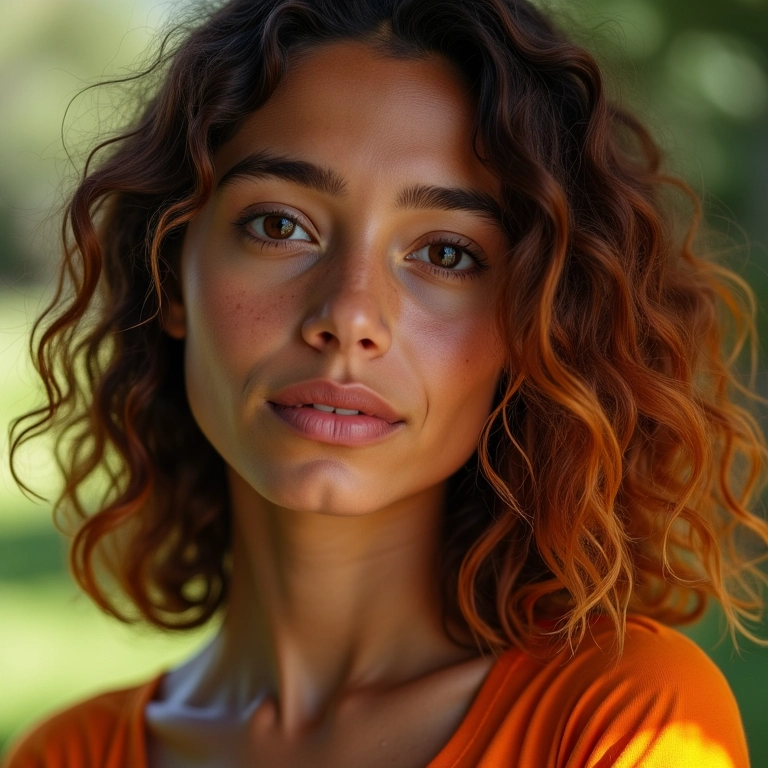 Mulher brasileira com cabelo jovem e vibrante, prevenindo o envelhecimento precoce com silício orgânico.