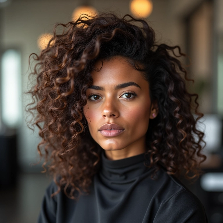 Mulher cortando o cabelo para dar volume.