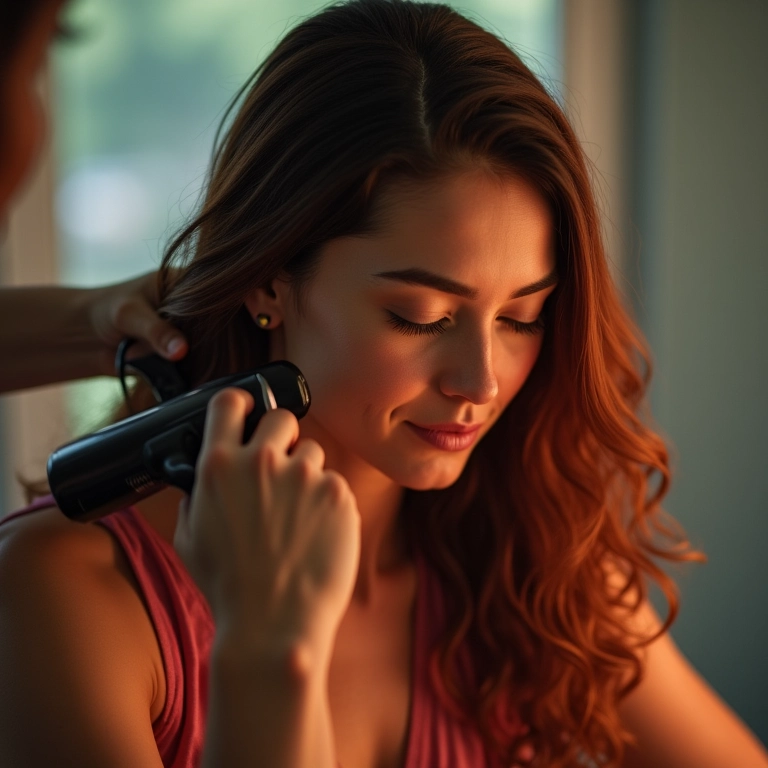 Mulher danificando o cabelo com chapinha