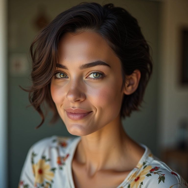 Mulher de cabelo curto estilizando com cera capilar.