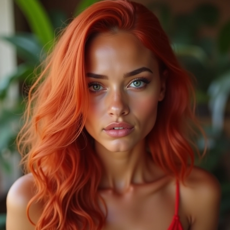 Mulher deslumbrante com cabelo rose gold.