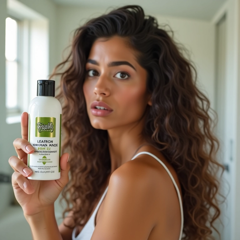 Mulher evitando produtos químicos agressivos no cabelo.