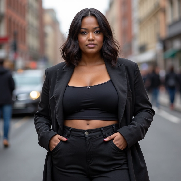 Mulher gordinha fashionista com corte long bob, o queridinho.