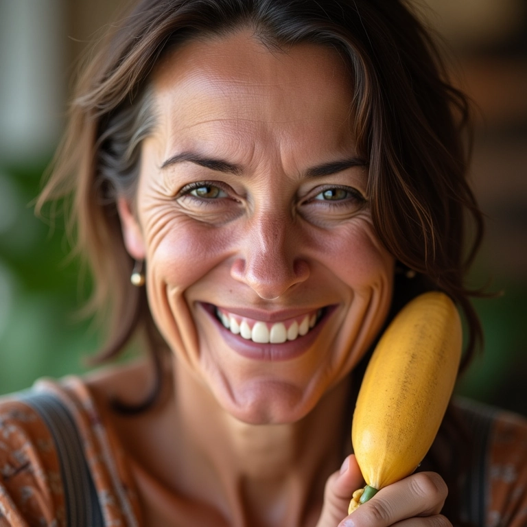 Mulher madura sorrindo com linhas finas atenuadas após usar Elseve.