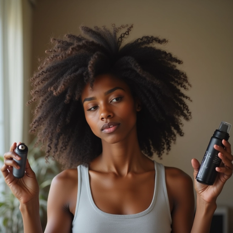 Mulher protegendo o cabelo do calor antes de usar o secador.