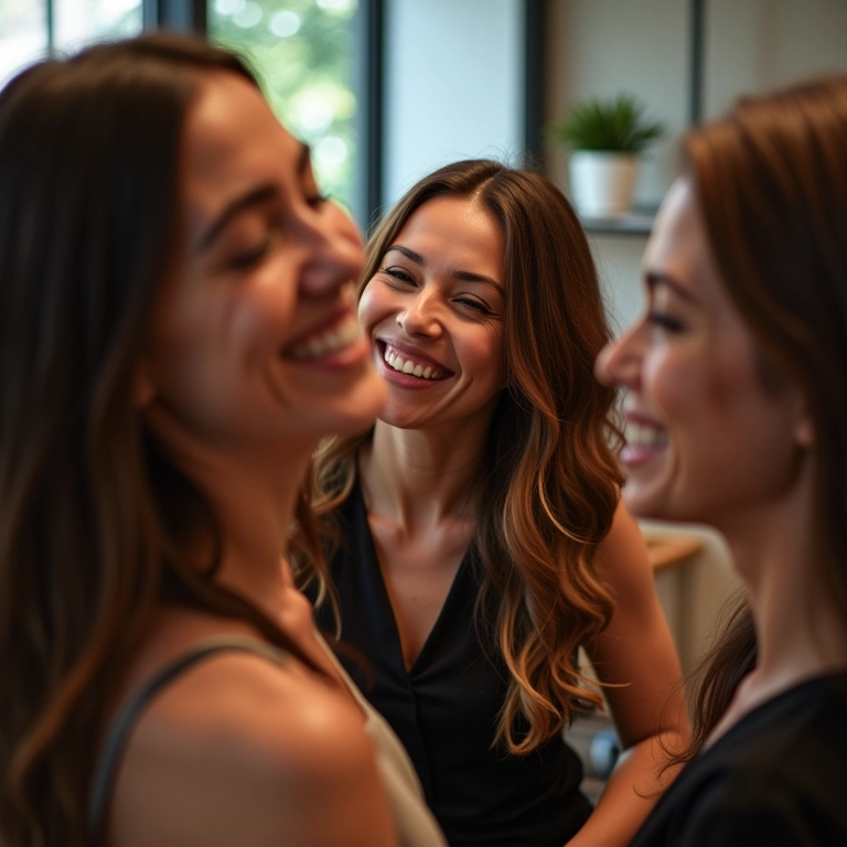 Mulheres brasileiras diversas com cabelos saudáveis e brilhantes celebrando os benefícios do colágeno.