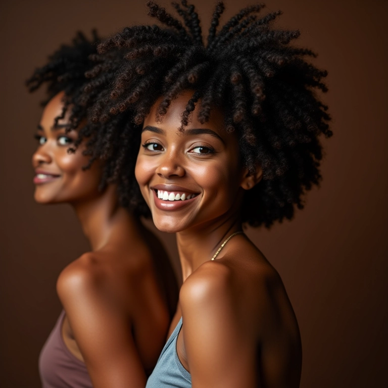 Mulheres diversas exibindo cabelos saudáveis e naturais com o método No Poo.