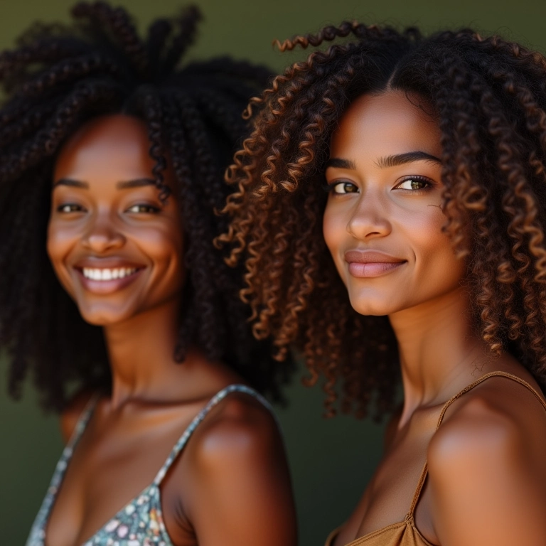 Mulheres diversas exibindo cachos definidos com ativadores.