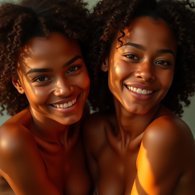 Mulheres diversas exibindo pele e cabelos radiantes com óleo iluminador.