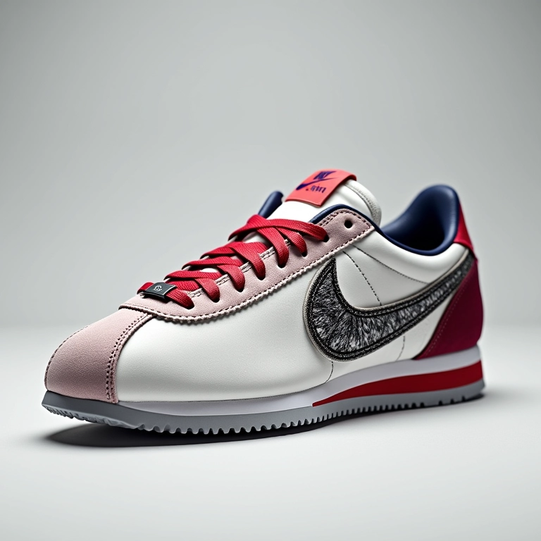 Nike Cortez feminino com detalhes únicos: um visual exclusivo.