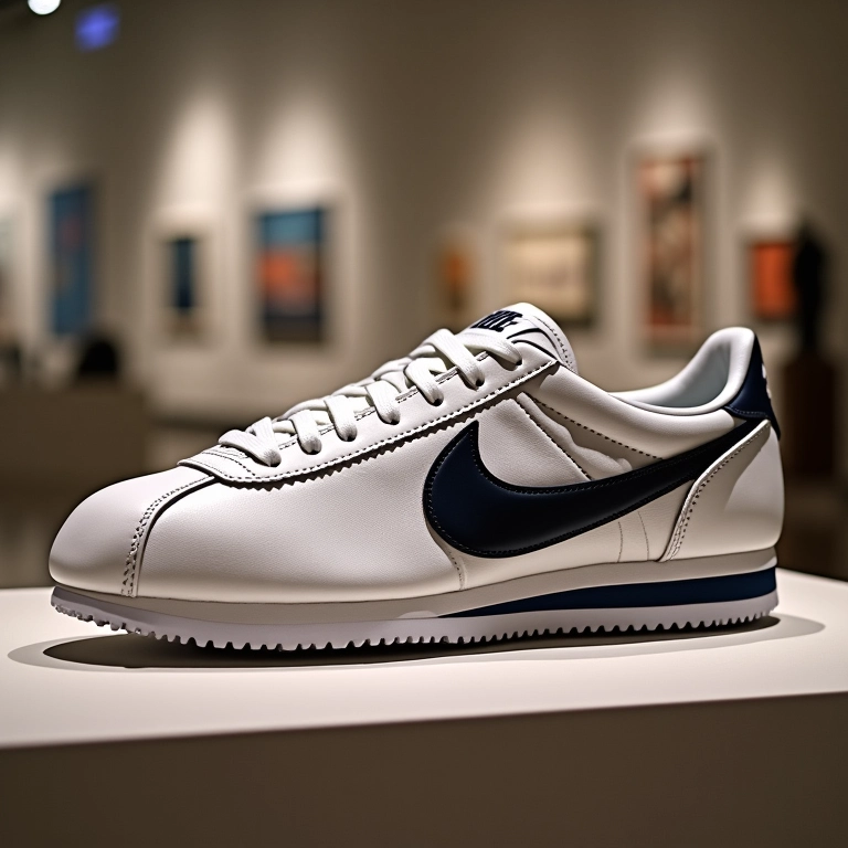 Nike Cortez feminino edição limitada: exclusividade em galeria de arte.
