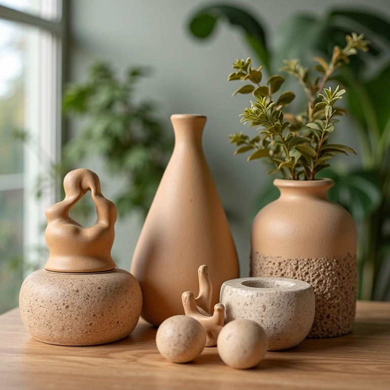 Objetos de decoração feitos com materiais reciclados.