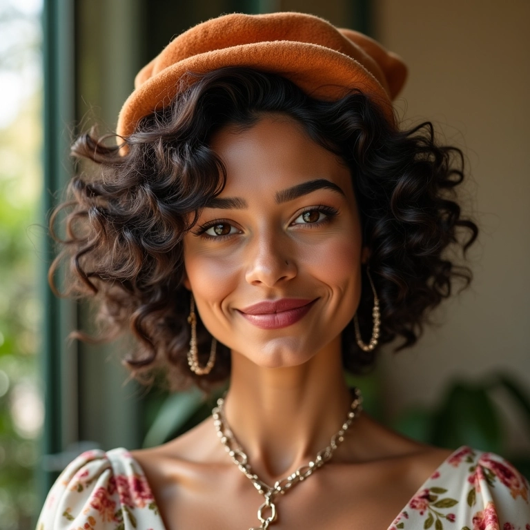 Penteado vintage com diversos acessórios de cabelo.