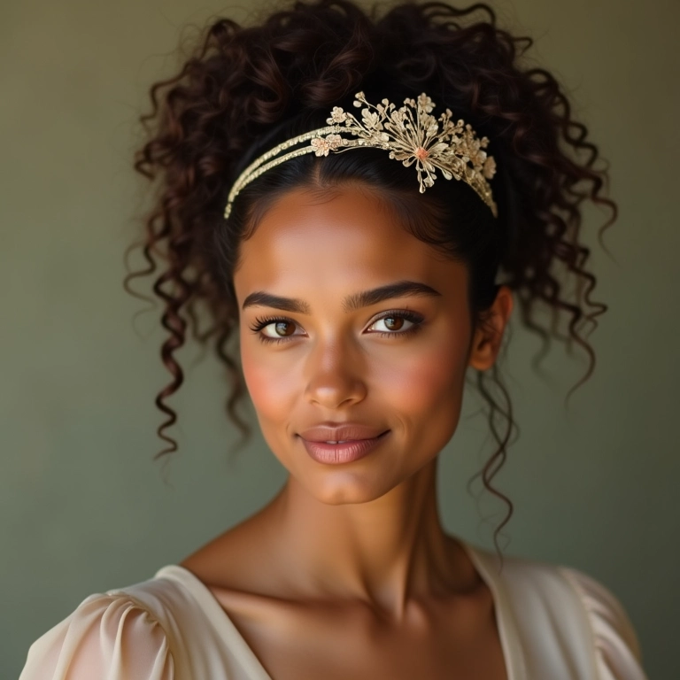 Penteado vintage com headband delicado.