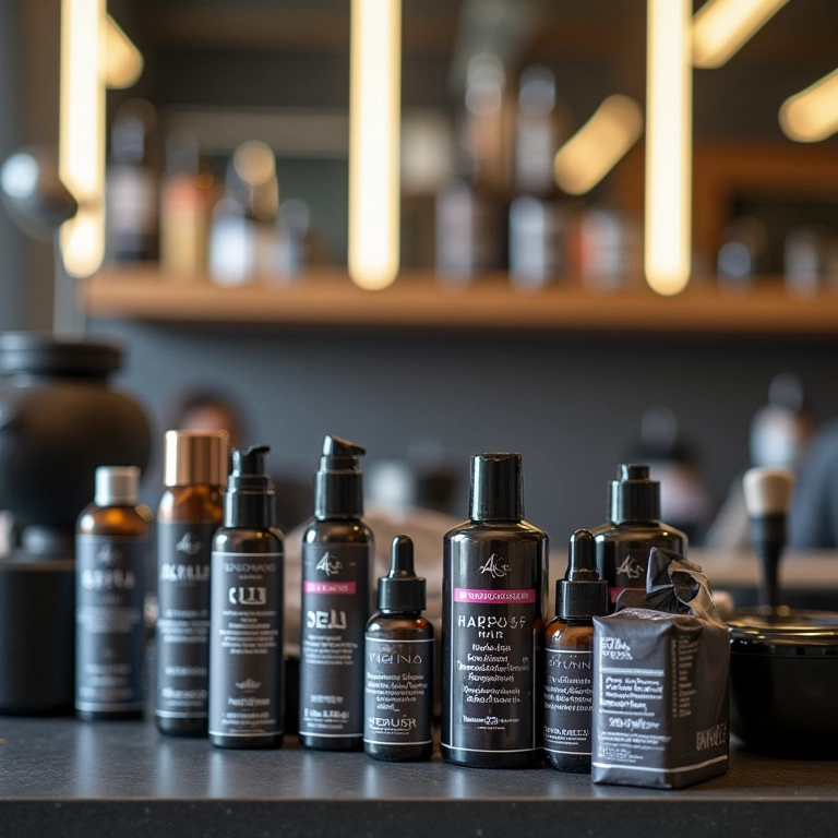 Produtos reconstrutores para cabelo expostos em prateleira.