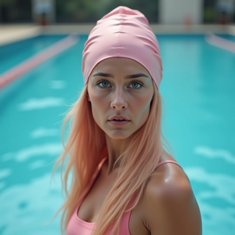 Proteção contra o cloro da piscina para cabelos pêssego.