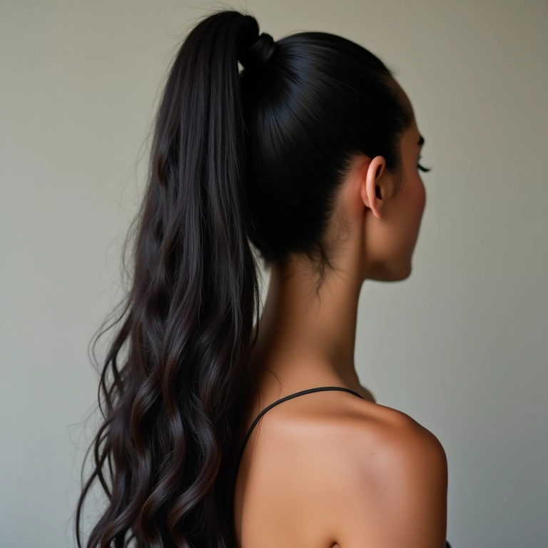 Rabo de cavalo alto e elegante em mulher brasileira.