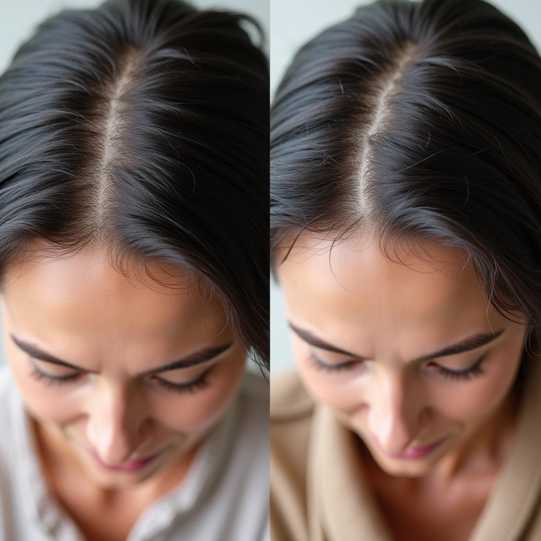 Redução da queda de cabelo com colágeno hidrolisado: antes e depois.