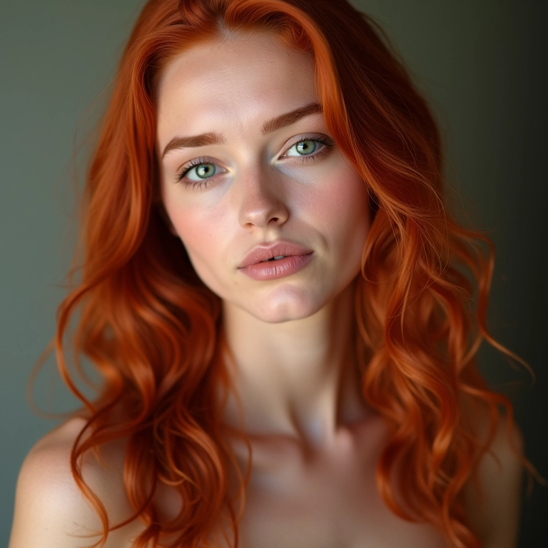 Ruiva natural com color melting acobreado.