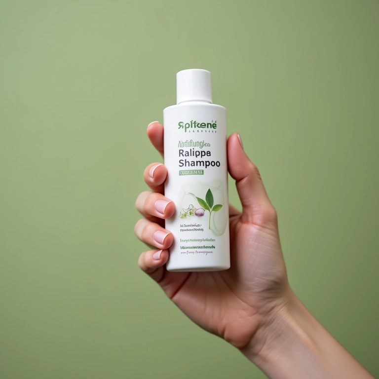 Shampoo antifúngico para eliminar fungos causadores da foliculite no couro cabeludo.