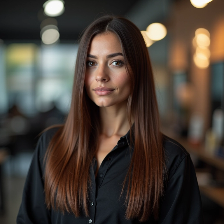 Spray de cabelo liso para cabelos com química.