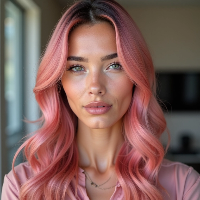 Tendências de cabelo rose gold.