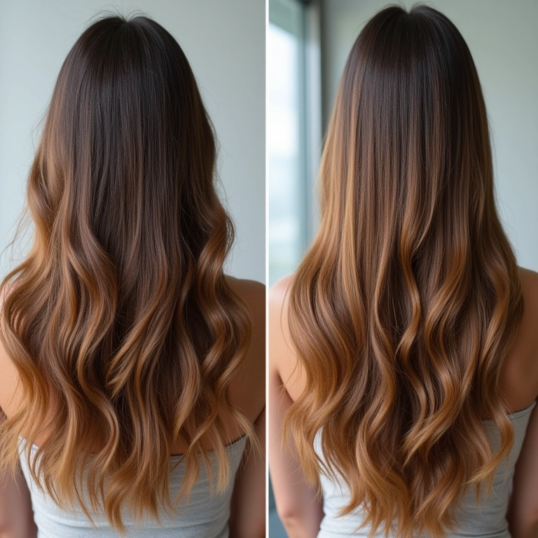 Transformação de cabelo ressecado para hidratado com condicionador reparador.