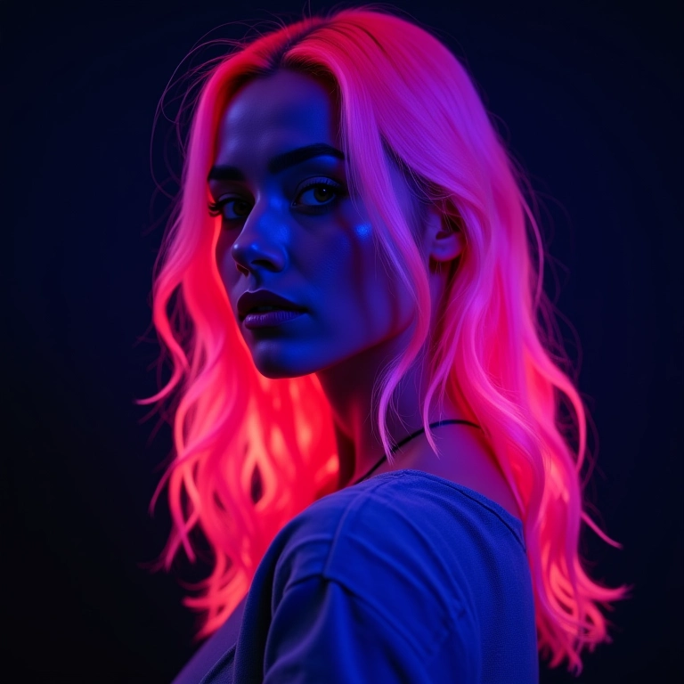 Underlayer hair com cores neon, visual vibrante e chamativo.