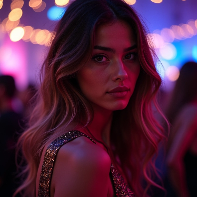Underlayer hair com glitter, visual festivo e brilhante.