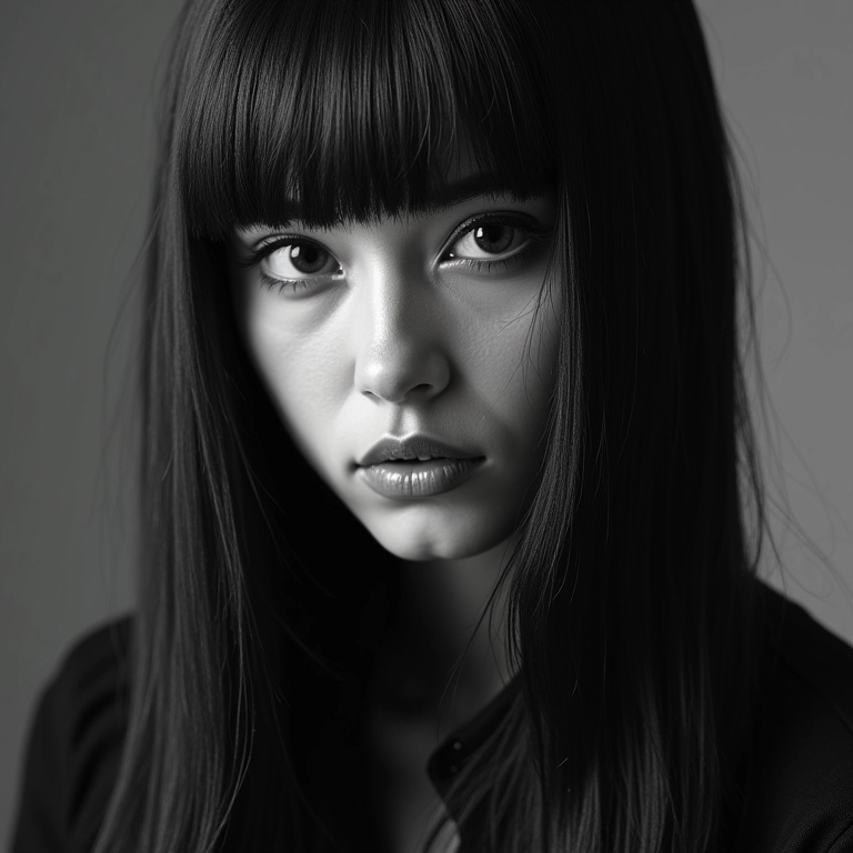 Underlayer hair preto e branco, visual elegante e sofisticado.
