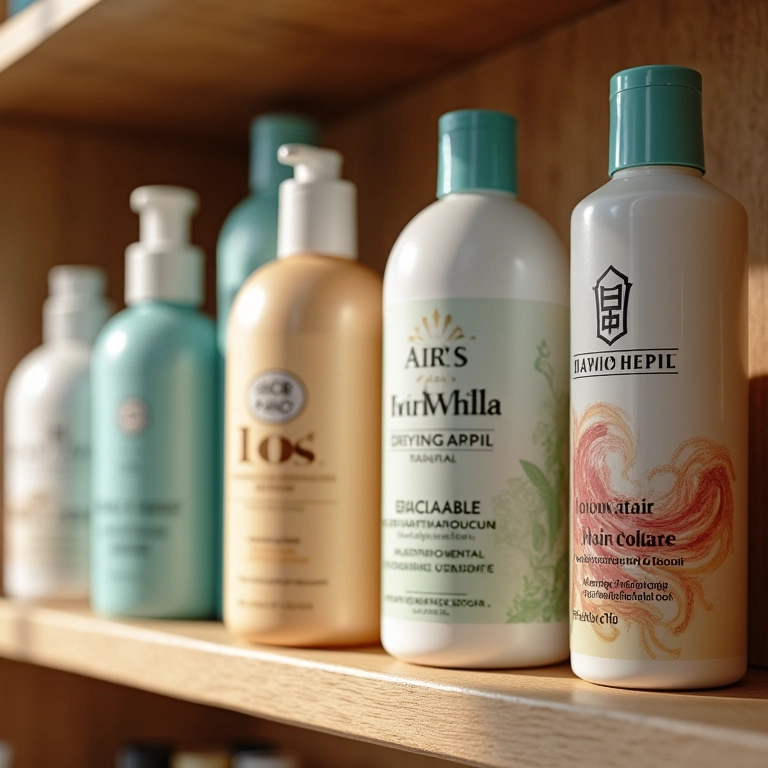 Variedade de produtos capilares para diferentes tipos de cabelo.