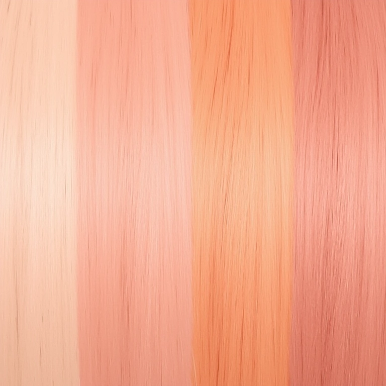 Variedade de tonalidades de pêssego para cabelo.